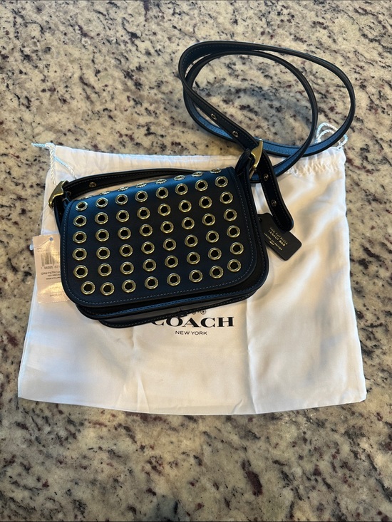 Coach Handbags - NWT Coach Black Leather Crossbody with Gold Eyelet Accents